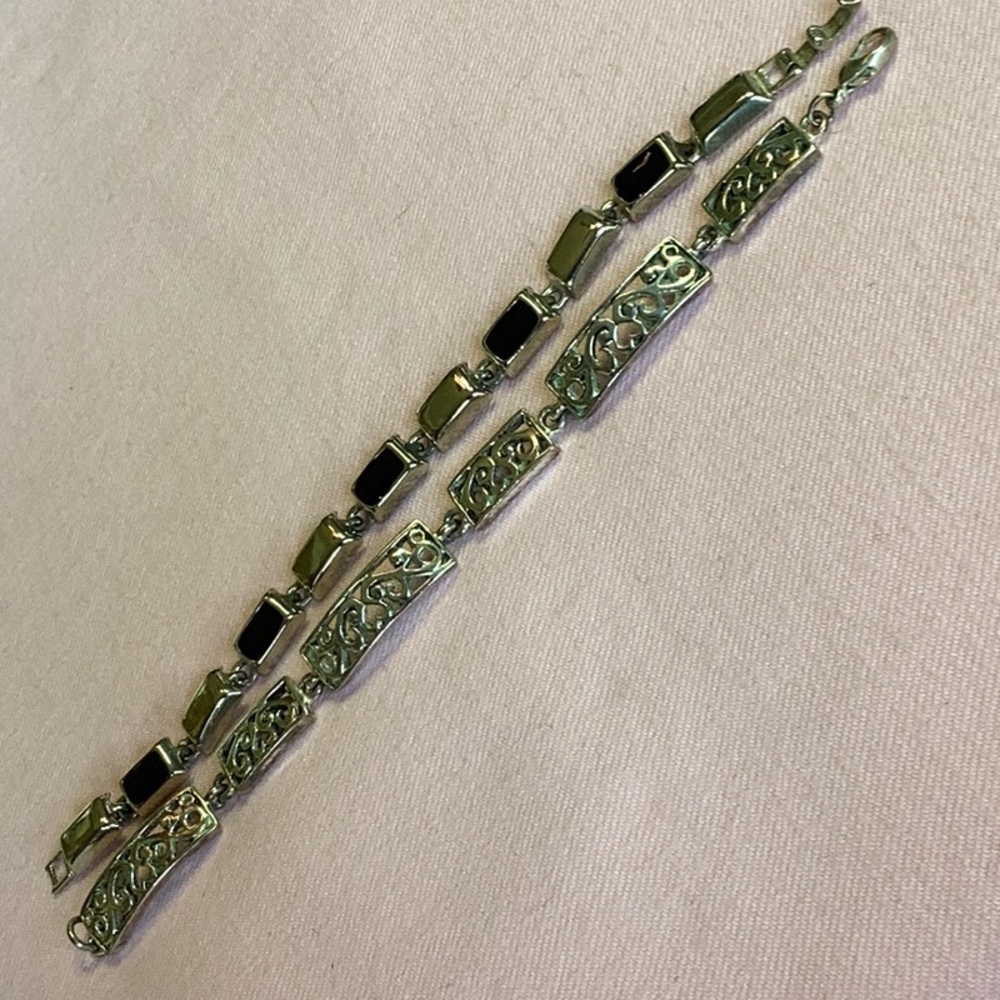 FINAL SALE PRICE 2 Piece Silver/Black Bracelet Lot